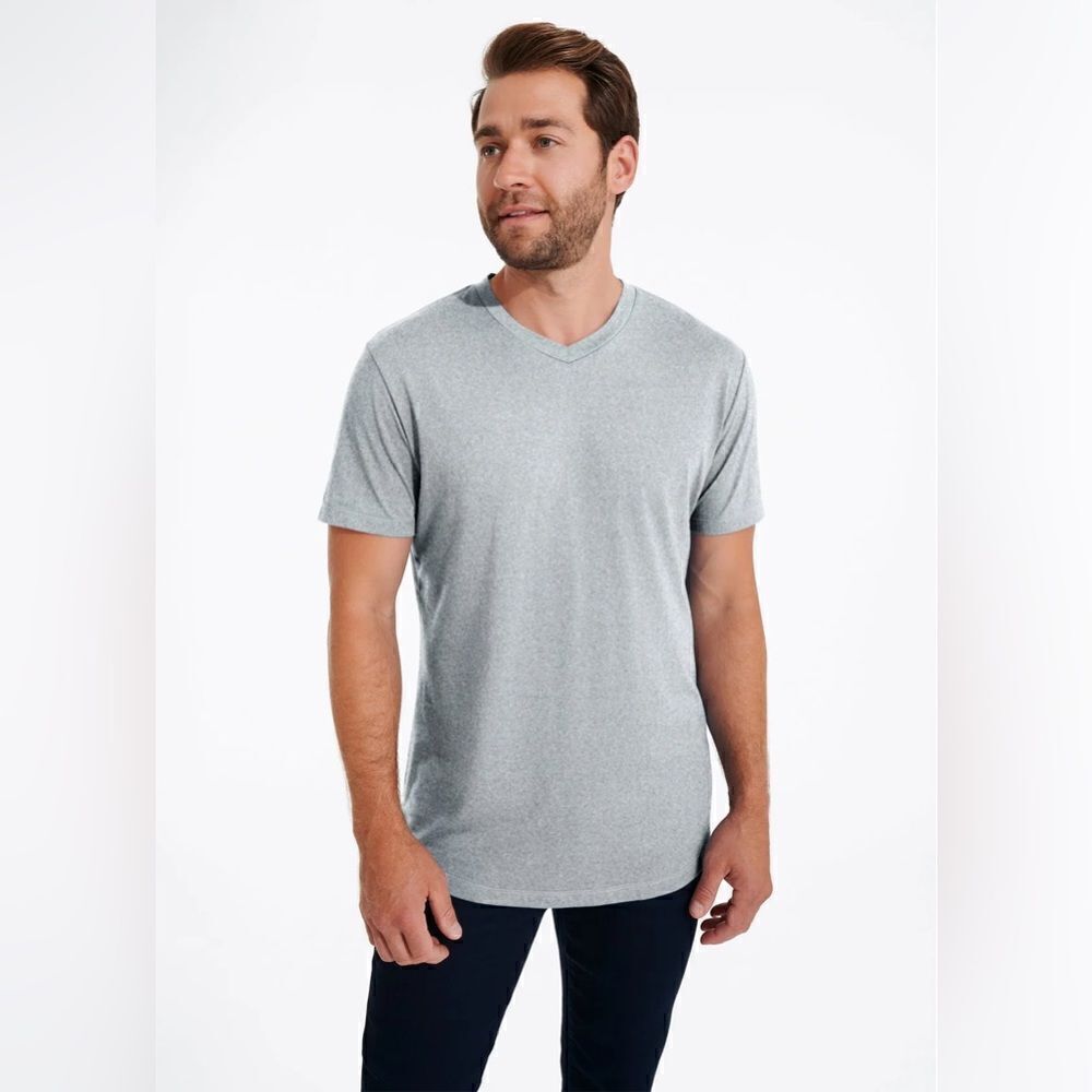 NEW Swet Tailor Mens Heather Grey Softest V Neck T Shirt
